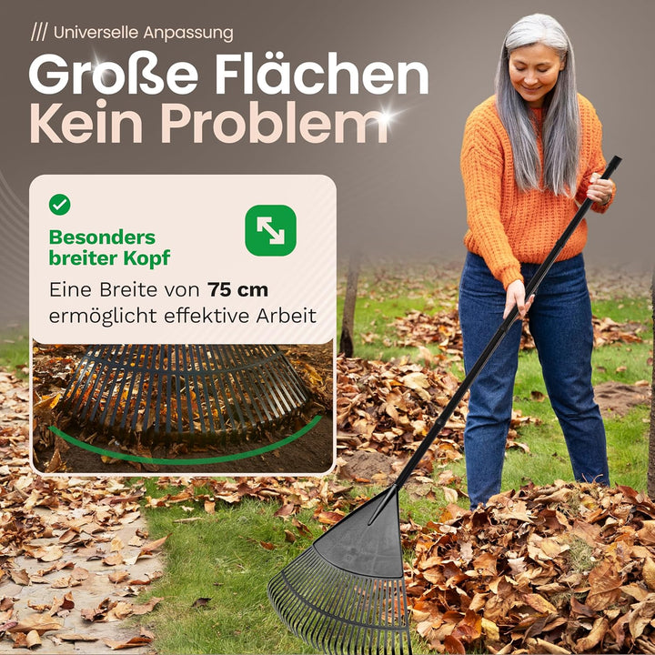Novatool 2X Laubbesen mit 4tlg Steck- & Schraubstiel, Laubfeger mit 30 Kunststoff-Zinken, Rechen Arb