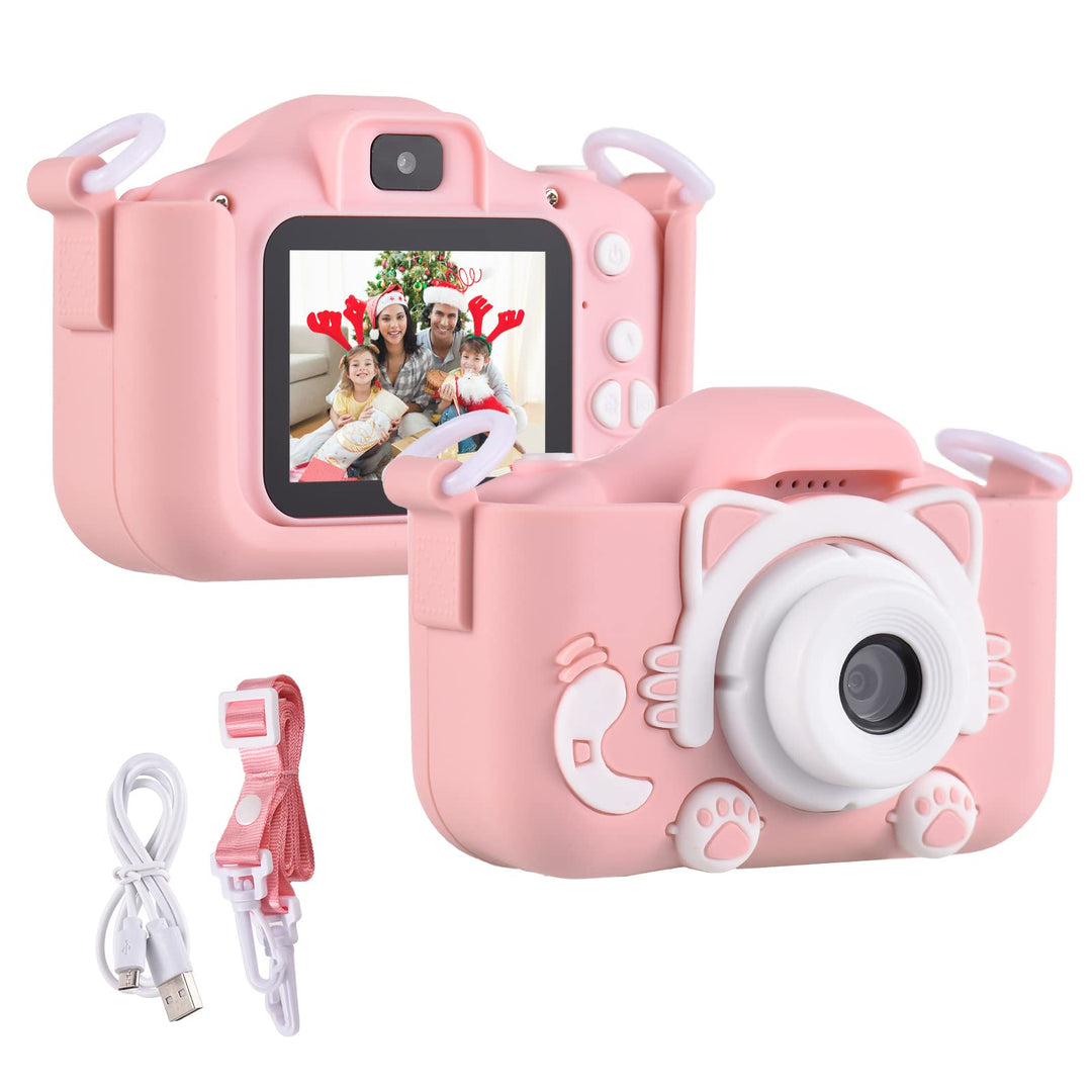 Andoer KinderKamera, Digitalkamera Kinder 1080P, 2,0" Kamera Kinder Fotoapparat mit Umhängeband, Ges
