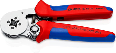 Knipex Selbsteinstellende Crimpzange für Aderendhülsen mit Seiteneinführung verchromt, mit Mehrkompo