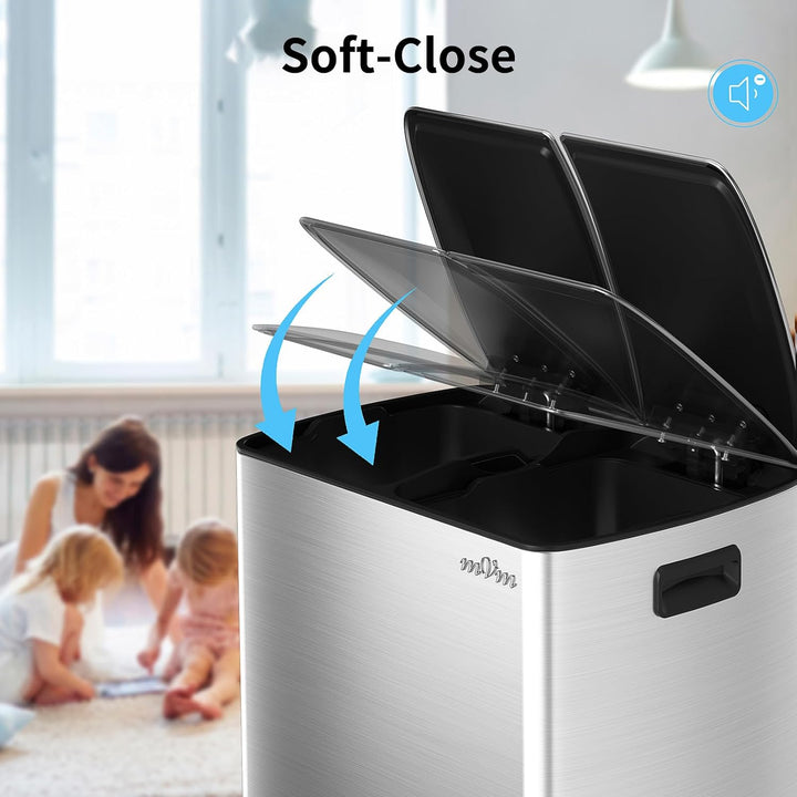 mVm Mülleimer Küche,40 Liter Treteimer,2x20L Doppelter Abfalleimer 2er-Mülleimer Mülltrennung mit In