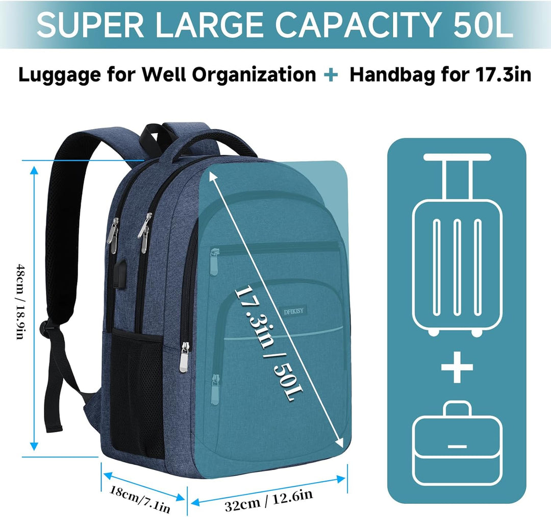 Rucksack Herren Gross, Laptop Rucksack Wasserdicht 17,3 Zoll Schulrucksack Laptoptasche mit USB Lade