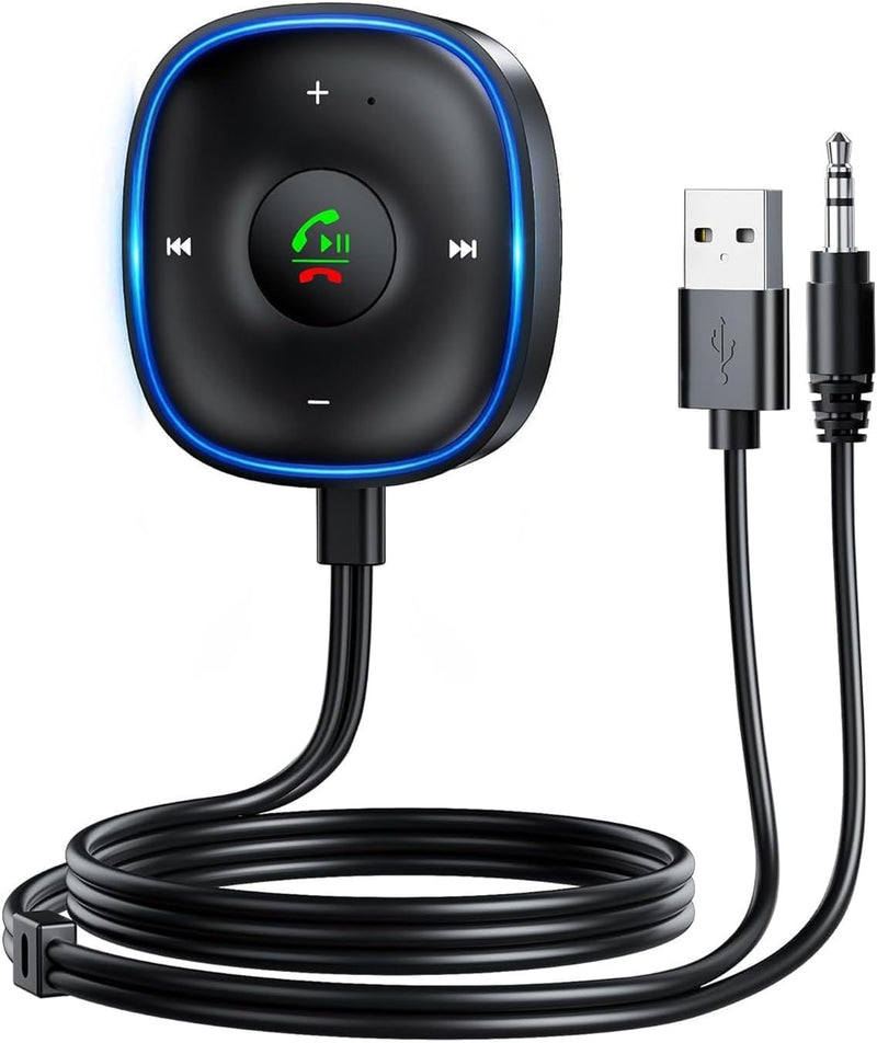 SONRU Aux Bluetooth Adapter Auto, [Plug & Play] KFZ Bluetooth 5.3 Empfänger Klinke Aux 3.5mm, Blueto