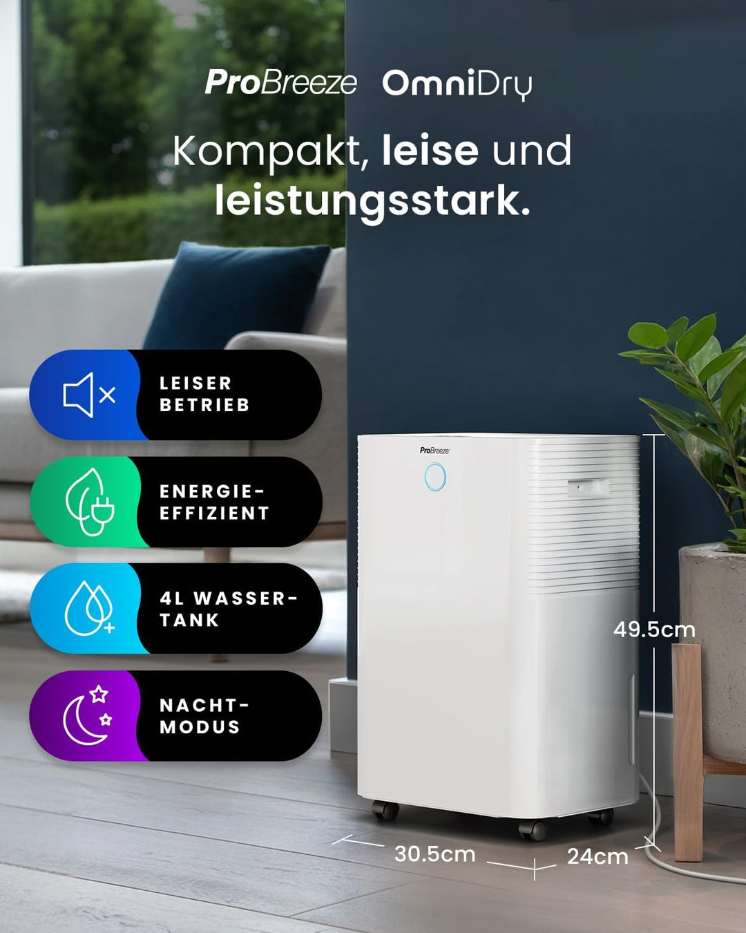 Pro Breeze OmniDry Luftentfeuchter mit App &amp; WLAN, 20L in 24h Entfeuchtungsleistung - Luftentfeuchte