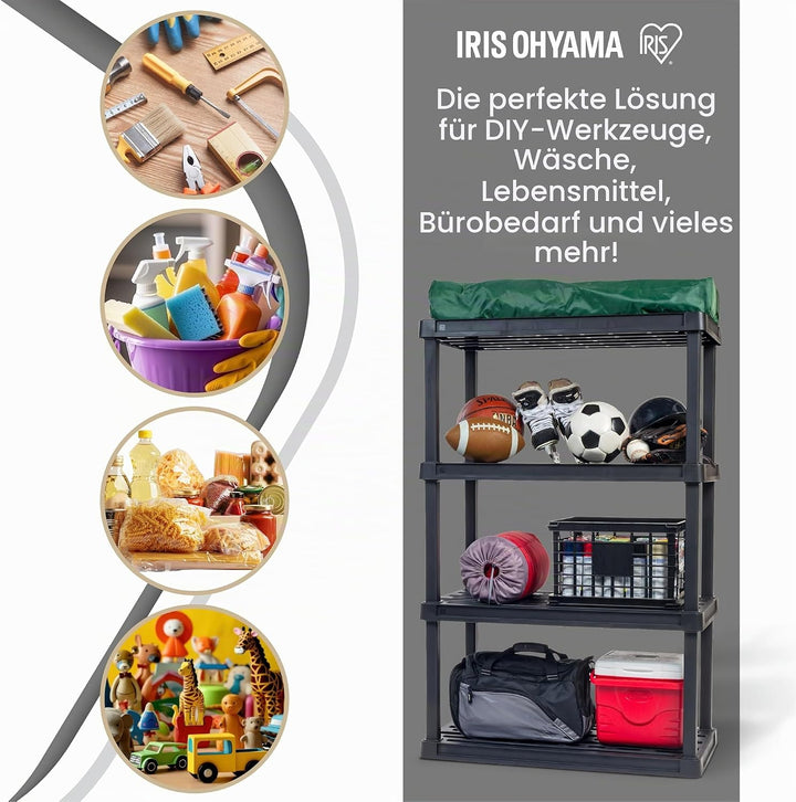 Iris Ohyama, Leichtes und Robustes Regal, Schwarz, Tragkraft 120kg, Einfach zu Montieren, Rost- und