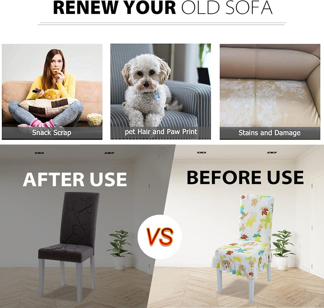 VanderHOME Stuhlhussen 4er Set Elastische Universal Esszimmerstuhl Abdeckung mit Rock Abnehmbare Was