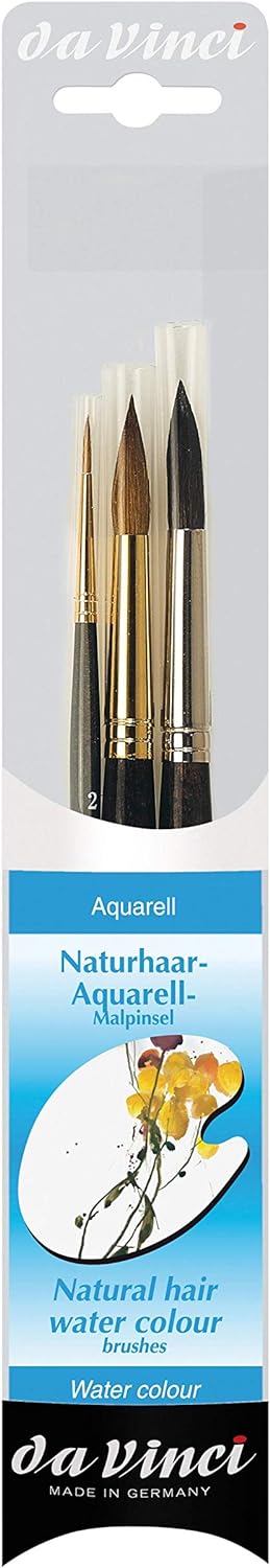 DA VINCI 4235 Serie Naturhaar Wasserfarbe Pinselset, Schwarz, Blau/Weiss, 30 x 30 x 30 cm Zobel + Pe