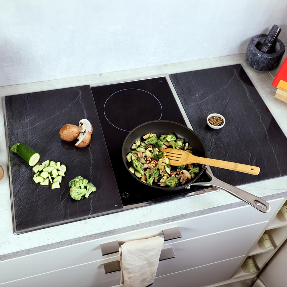 KESPER | Multi-Glasschneideplatte, Material: Glas, Masse: 52 x 30 x 0,8 cm, Motiv: Schiefer, Farbe: