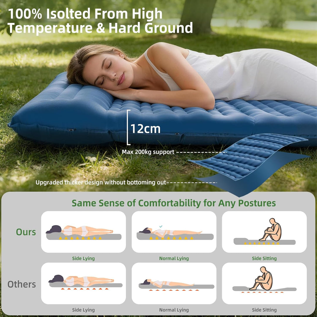 HiiPeak Ultraleichte Isomatte aufblasend - Luftmatratze Camping mit integrierter Fusspumpe & Kissen,
