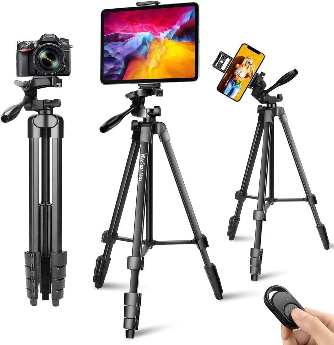 Handy Stativ, Lusweimi 153 cm Stativ für iPad und iPhone mit drahtloser Fernbedienung, Kamera Stativ