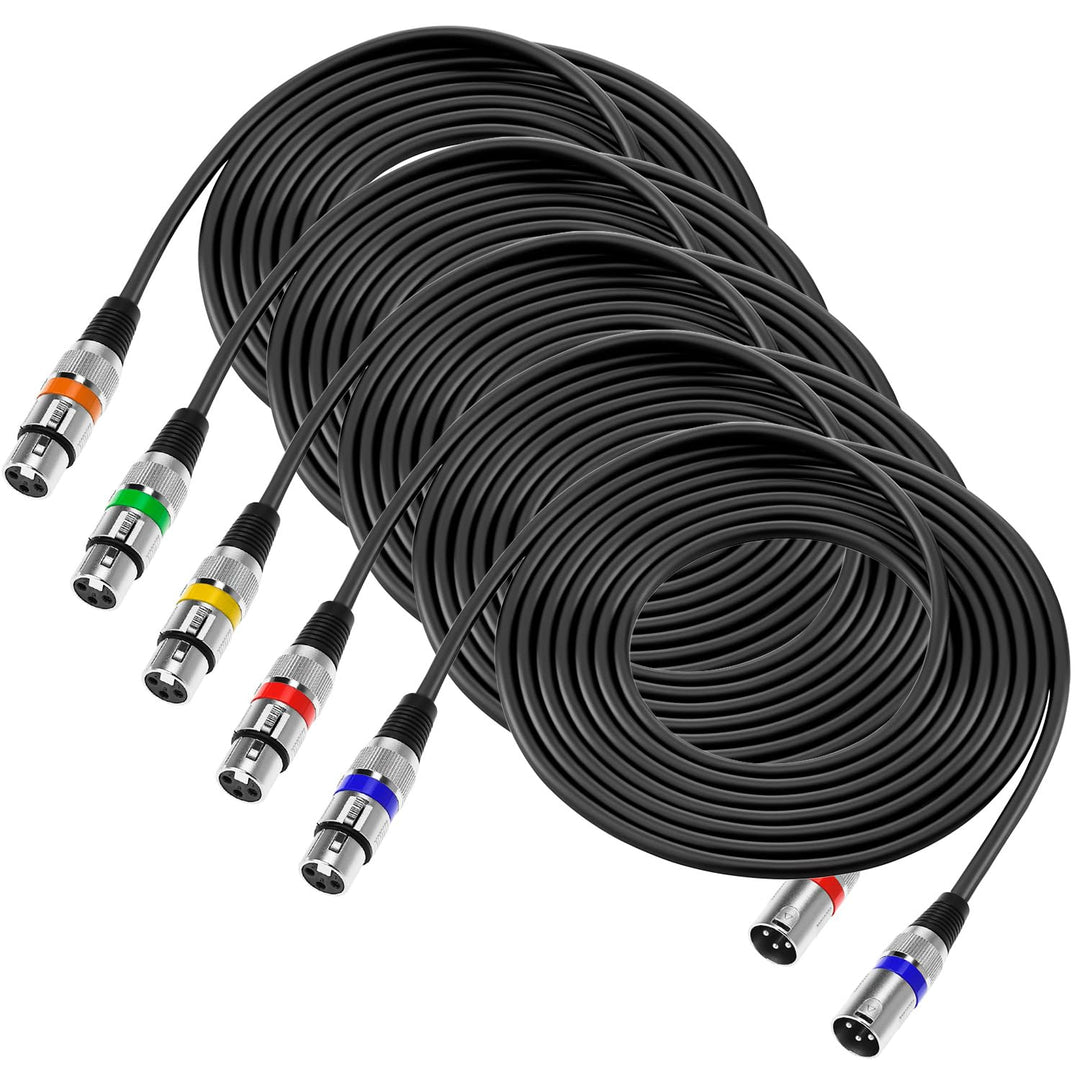 QWORK® 5 Stück 5M XLR Kabel, 3-pin XLR Mikrofonkabel Stecker auf Buchse, Störungsfreies XLR-Kabel, f