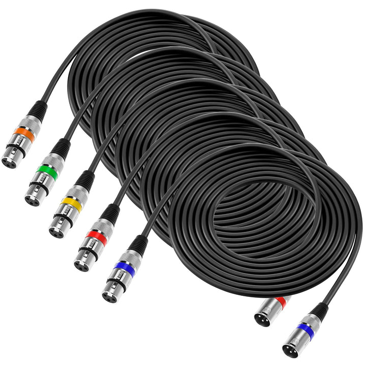 QWORK® 5 Stück 5M XLR Kabel, 3-pin XLR Mikrofonkabel Stecker auf Buchse, Störungsfreies XLR-Kabel, f