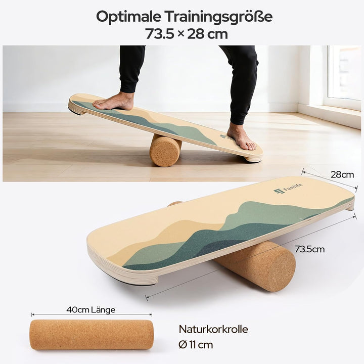 FunLife Balance Board aus Holz – Stabiler Gleichgewichtstrainer für Core Training, Fitness & Balance