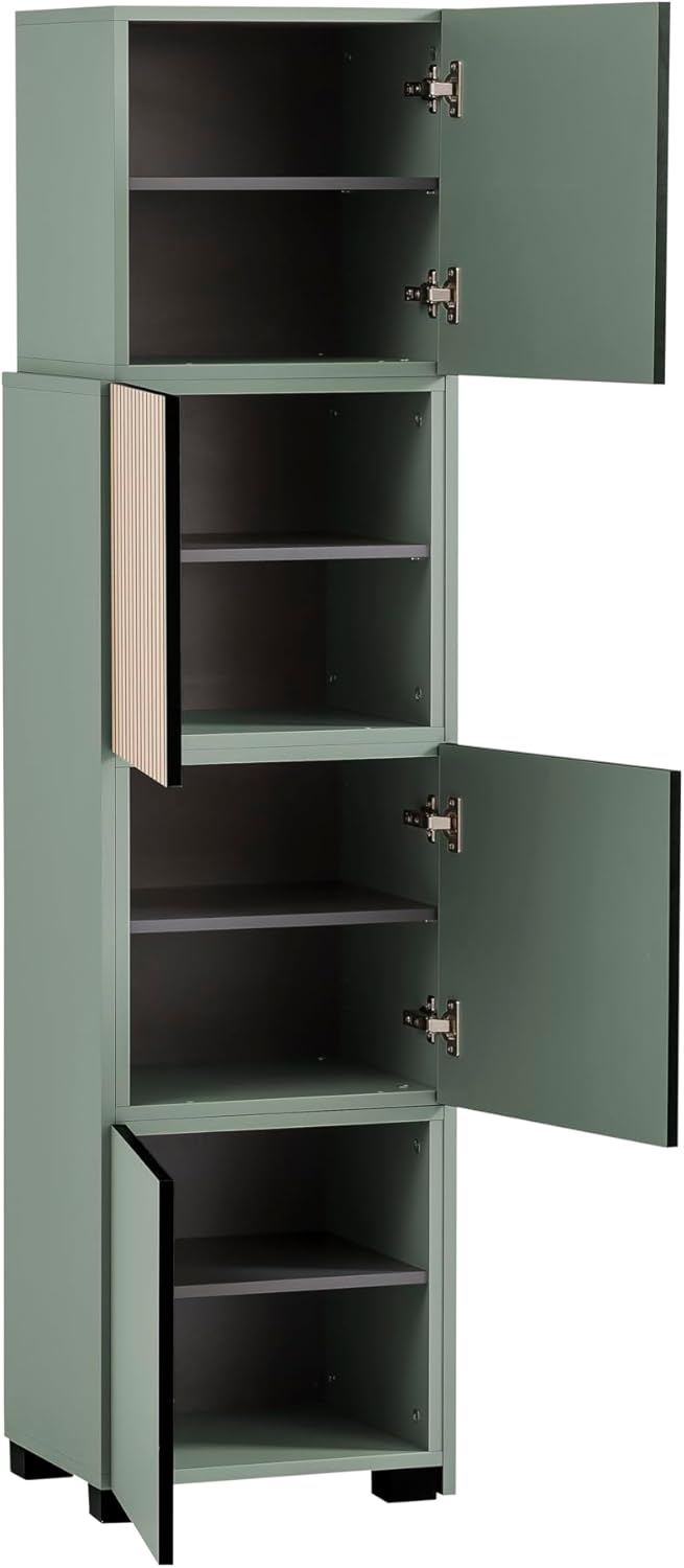 Schildmeyer Alexa Schieberegal 701942, Pistazie/Akustikpaneel Dekor, 42-70 x 33,1 x 165,1 cm, Pistaz