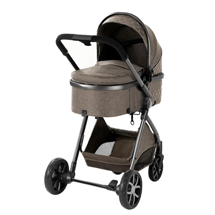 Prokoke Kinderwagen 3 in 1, Buggy mit Umkehrbarem Zwei-Wege-Schub, Kinderwagen Rahmen Aluminiumlegie