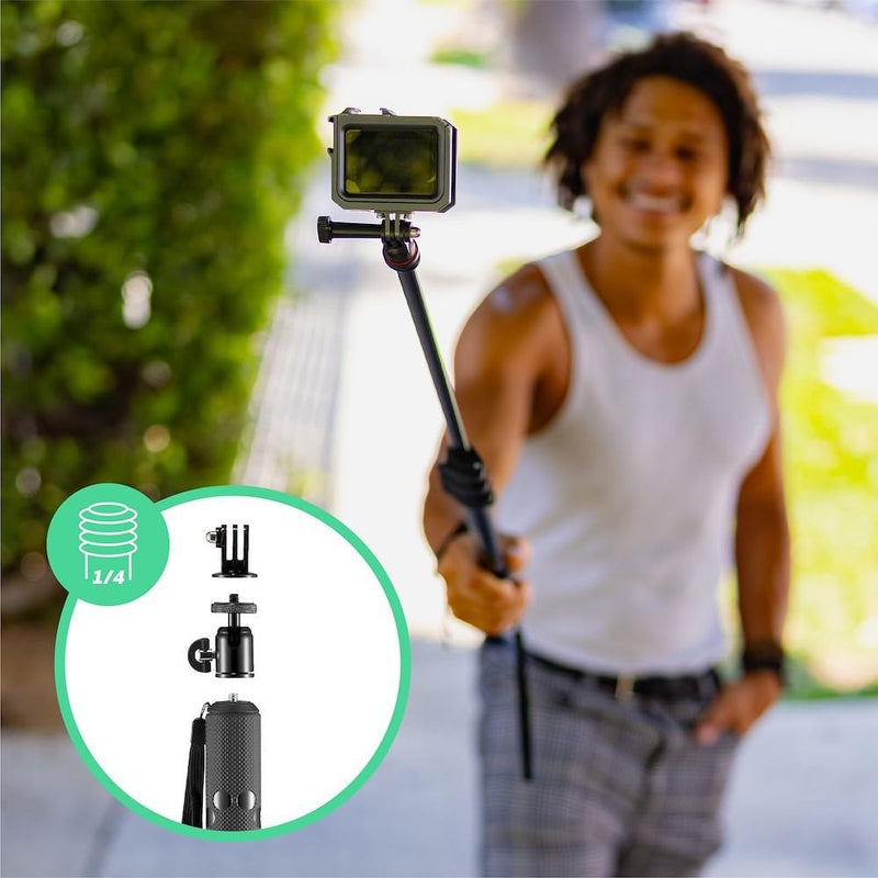 JOBY Compact Monopod 2-in-1, Kamera / Action Cam mit Kugelkopf, Universal ¼-20" Mount, Schwenkhalter