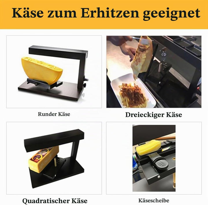Käseschmelzer Raclette Ofen Schweizer Raclette-Gerät 750W Raclettegrill Nacho-Käse-Spender Winkel ei