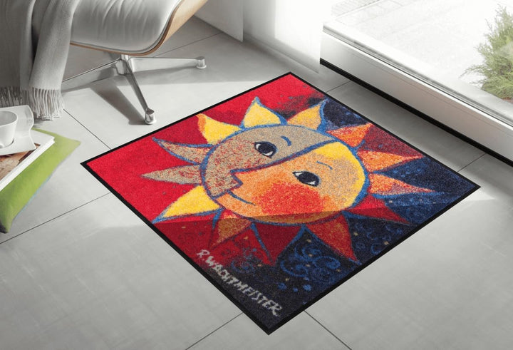 Salonloewe Rosina Wachtmeister Fussmatte Sole 85x85 cm Katzen bunt Wohn-Teppich quadratisch waschbar