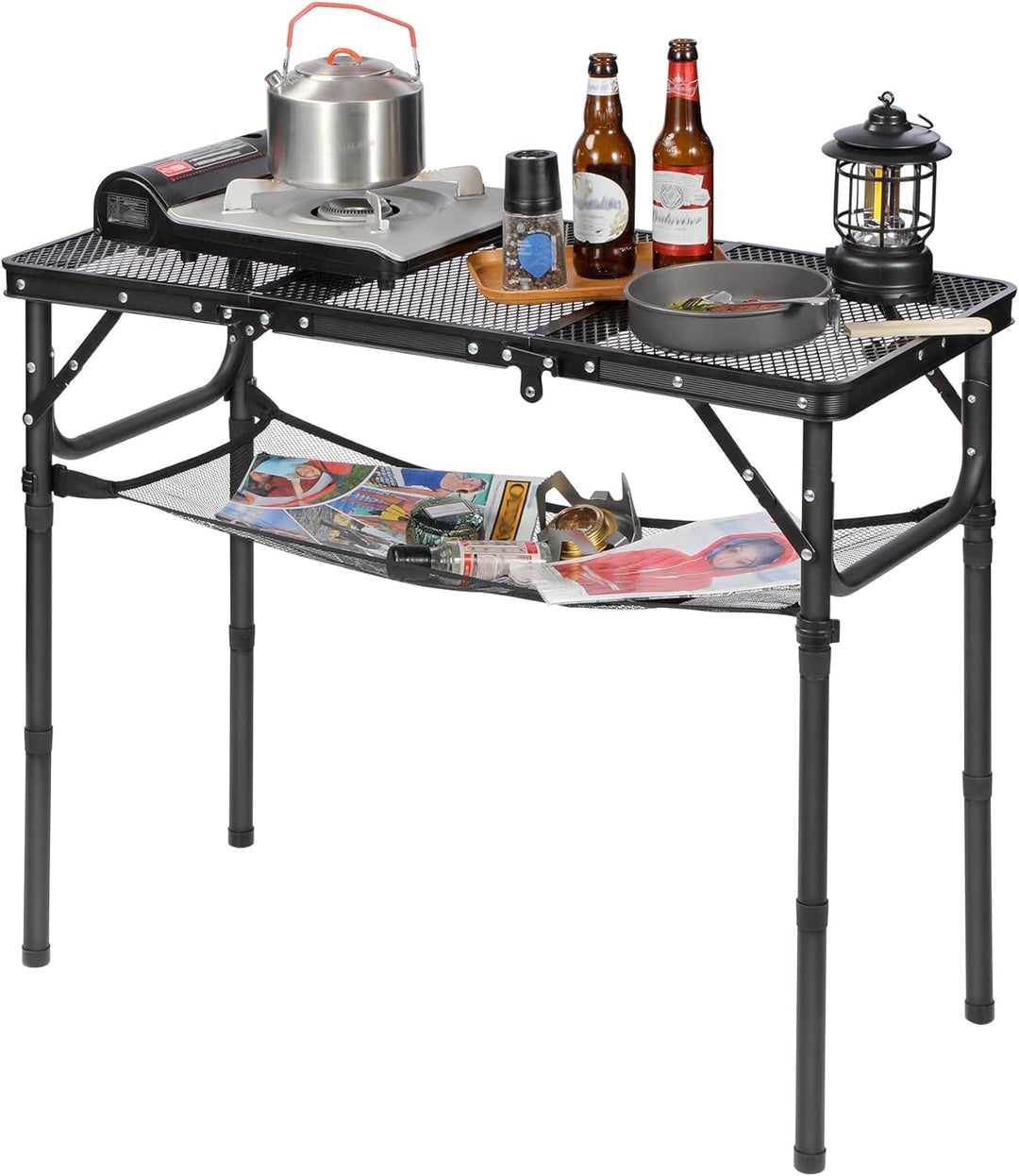 REDCAMP Tragbarer Grilltisch mit Mesh Desktop, 87 x 40cm Leichter Faltbarer Klappbarer Campingtisch