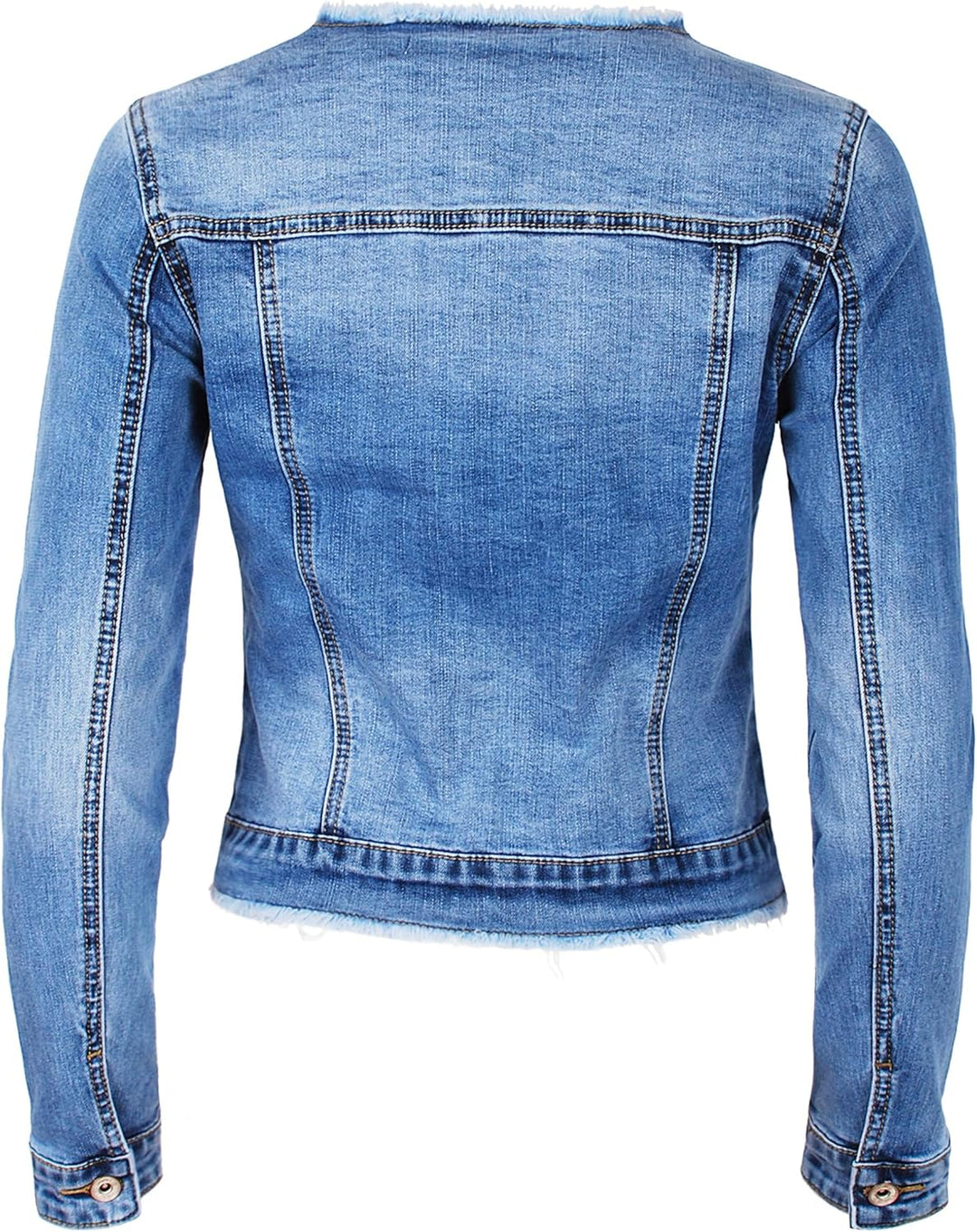 Fraternel Damen Jeansjacke ausgefranst Vintage Stretch S Hellblau, S Hellblau