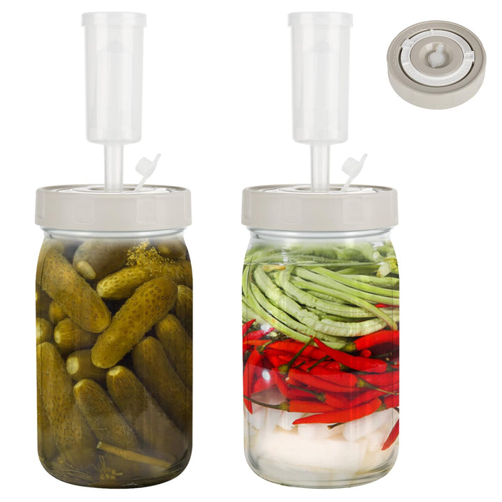 2 Stück Fermentierglas, 1L Fermentationsglas mit Luftschleuse und Datumsaufzeichnung für Sauerkraut