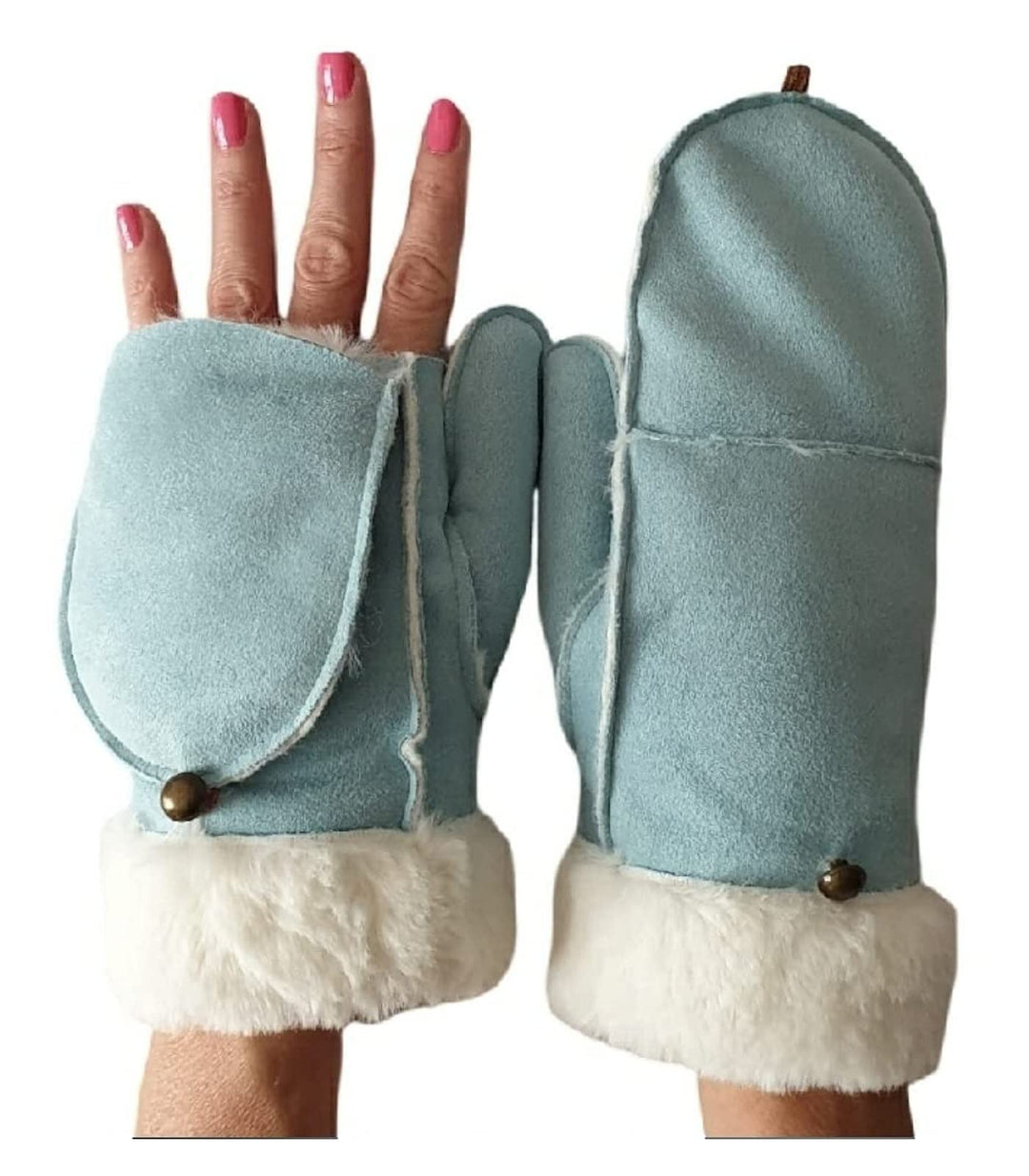 AXELENS FÄUSTLINGE ZU ÖFFNEN WINTERHANDSCHUHE FÜR DAMEN Hellblau, Hellblau