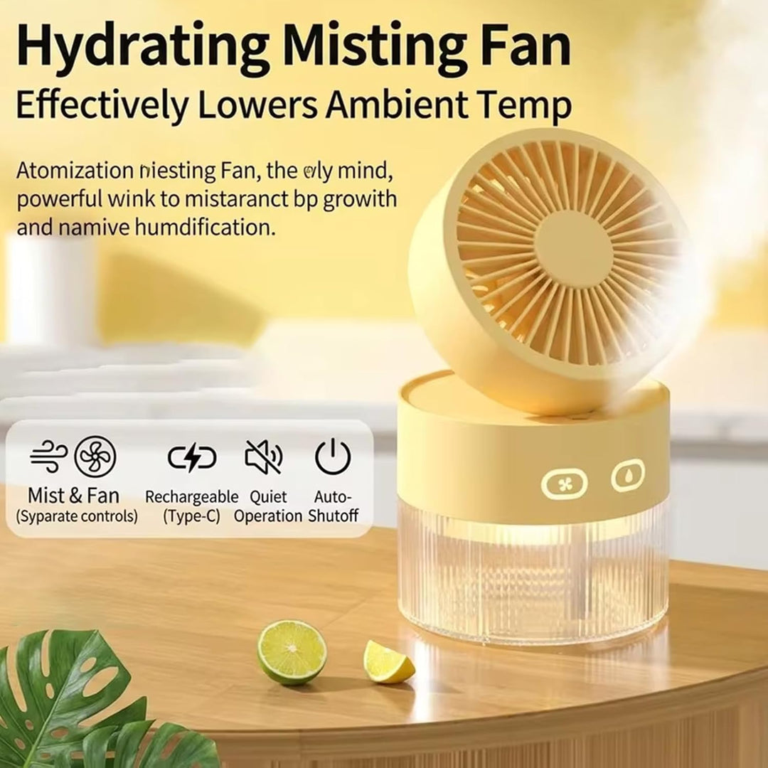 Portable Misting Fan With 3 Speeds &amp; Night Light, 2-in-1 Tischventilator und Luftbefeuchter, Faltbar