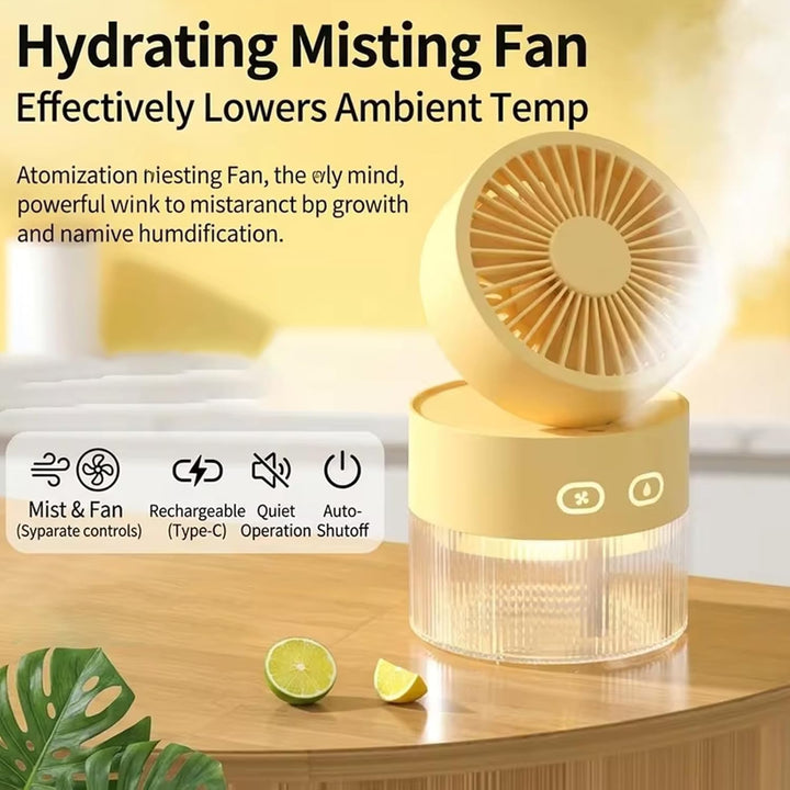 Portable Misting Fan With 3 Speeds &amp; Night Light, 2-in-1 Tischventilator und Luftbefeuchter, Faltbar