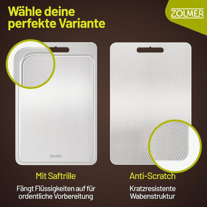 Edelstahl Schneidebrett 34×23 cm – Leicht & antibakteriell, Metall Schneidebrett mit Anti-Scratch-Mu