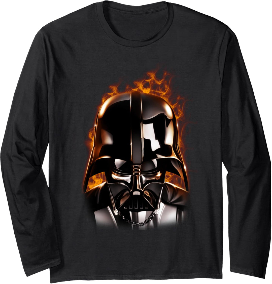 Star Wars Darth Vader On Fire Face Portrait Langarmshirt