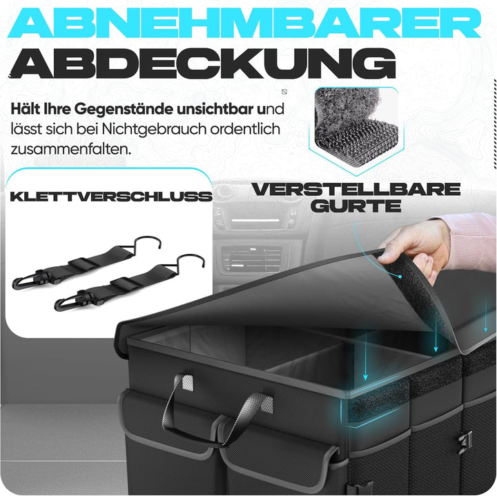 FORTEM Kofferraum-Organizer mit Kühler, zusammenklappbarem Mehrfachfach, faltbarer SUV-Aufbewahrung