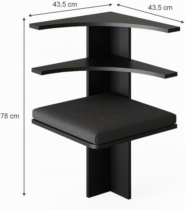Vicco Esszimmer-Eckbank Roman, Schwarz, 43.5 x 43.5 cm Schwarz Sitzecke, Schwarz Sitzecke