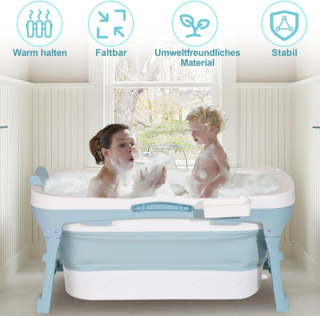 Izrielar Faltbare Badewanne für Erwachsene - Praktisch mobile Badewann mit abnehmbarem Deckel sowie