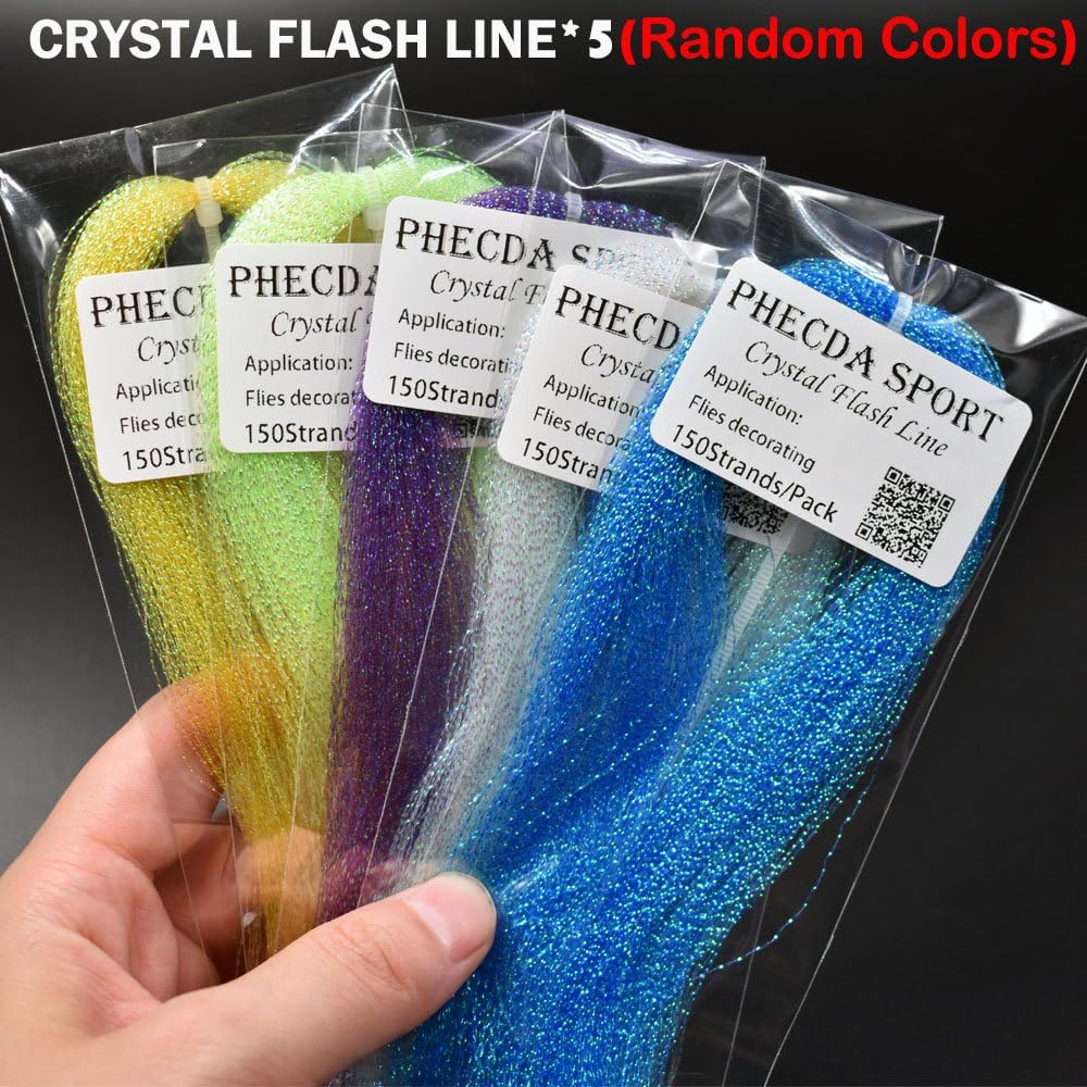 PHECDA PROFLY Federn Pelz Faden Kristall Flash Line Haken Fliegenbinden Materialien Fly Tying Starte