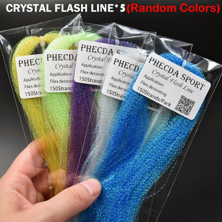 PHECDA PROFLY Federn Pelz Faden Kristall Flash Line Haken Fliegenbinden Materialien Fly Tying Starte