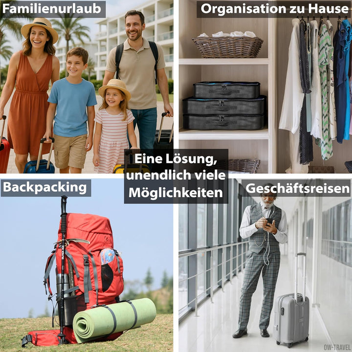 OW-Travel Einfach zu Organisierende Packtaschen für Koffer. Kleiderlagerung mit Reisewürfeln ein Kle