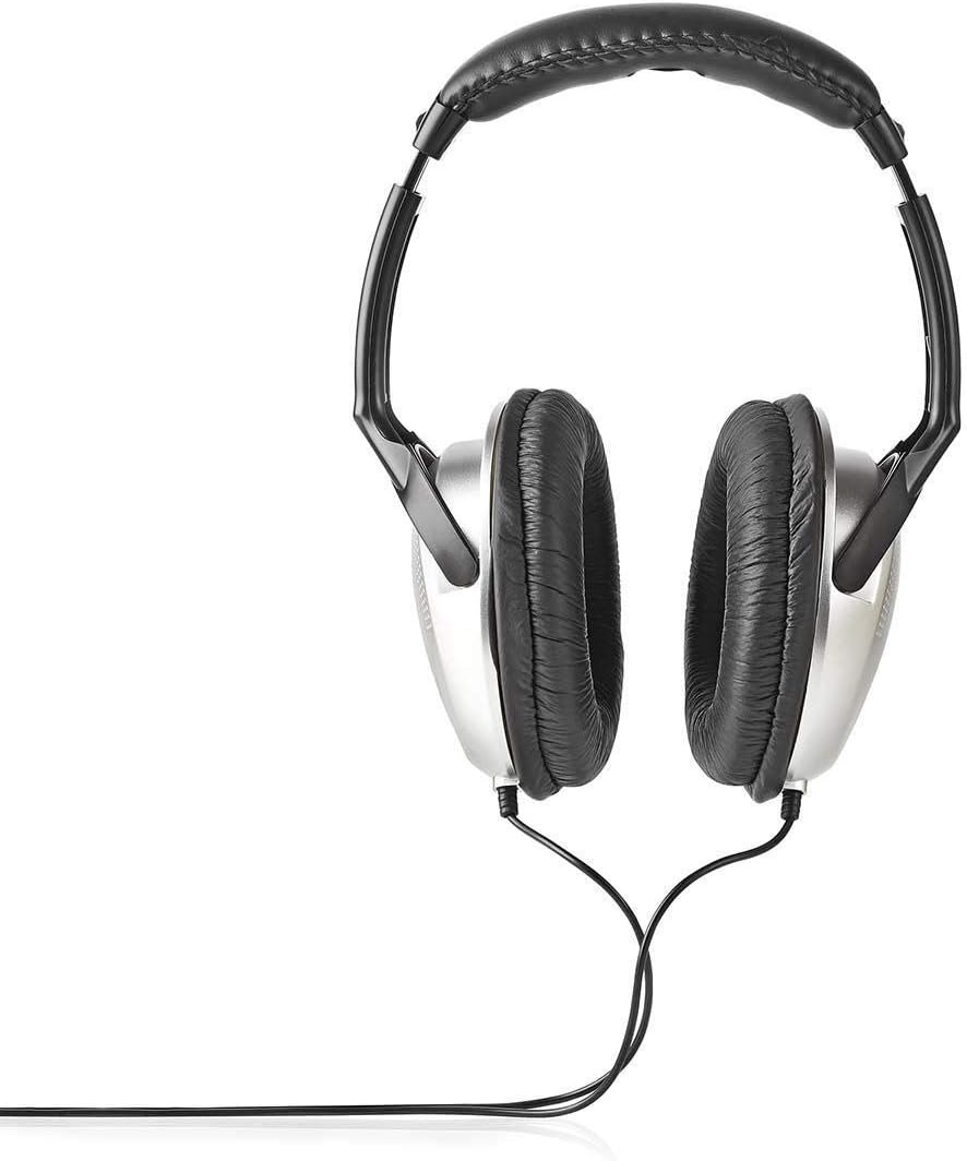 NEDIS Hpwd1200Bk Super-Kopfhörer mit 2 m Kabel, Silber/schwarz