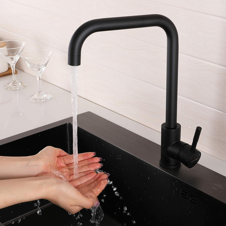 KINSE Einhebel Küchenarmatur Edelstahl | 360° Schwenkbar Spültischarmatur | Hochdruck Wasserhahn Küc