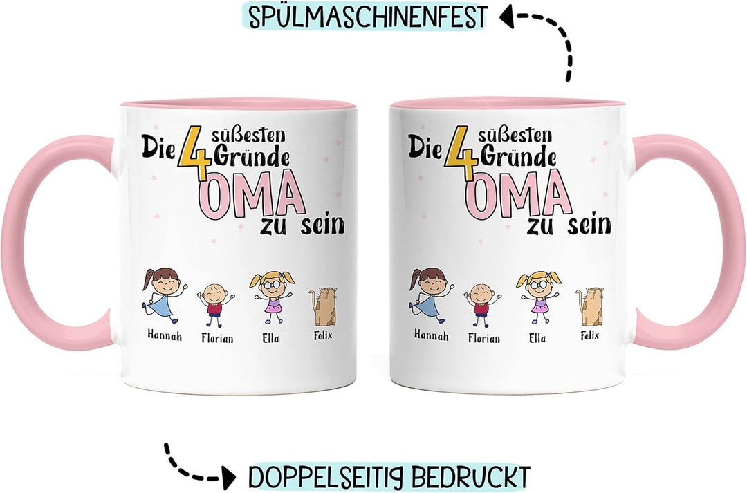 Oma Tasse Rosa Geburtstag Personalisiert für Oma Enkel Enkelin Baby Geschenk Kinder Oma Geschenk Mut