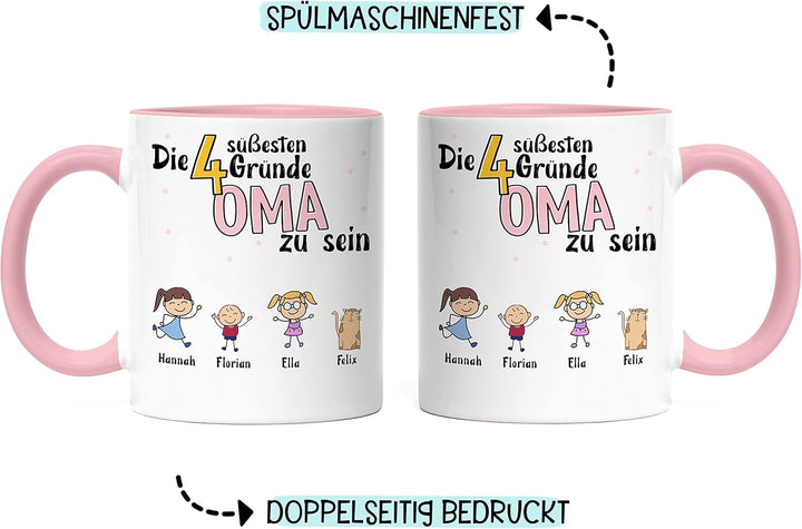 Oma Tasse Rosa Geburtstag Personalisiert für Oma Enkel Enkelin Baby Geschenk Kinder Oma Geschenk Mut