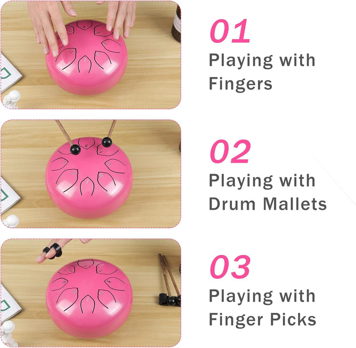 Musfunny Steel Tongue Drum Zungentrommel : 6 Zoll 8 Noten C-Dur Handpan Instrument - Stahlzungentrom