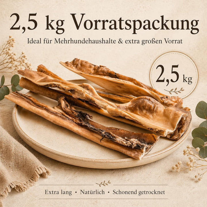 123...Hund dabei! - Rinderkopfhaut 30cm - 2,5kg, schonend getrocknete Rinderkopfhaut für Hunde, Qual