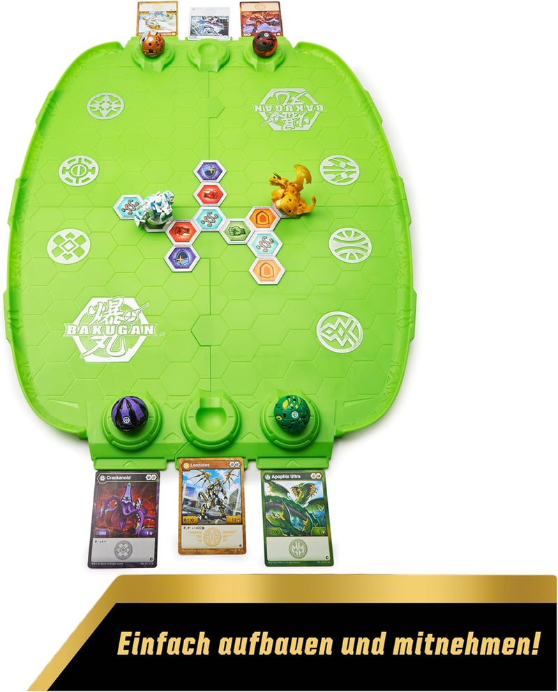 BAKUGAN Evo Battle Arena, zerlegbares Spielfeld in neongrün mit exklusivem Aurelus Leonidas