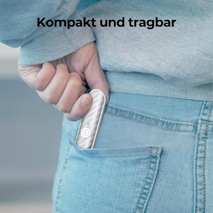 ATUMTEK Bluetooth-Fernauslöser, Design in Carbonfaser, Wiederaufladbare Kamera-Fernbedienung für iOS
