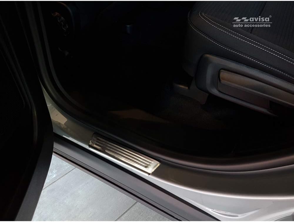Avisa Stainless Steel Door sill Protectors Compatible with Ford Kuga III 2019- 'Lines' - 4-Pieces