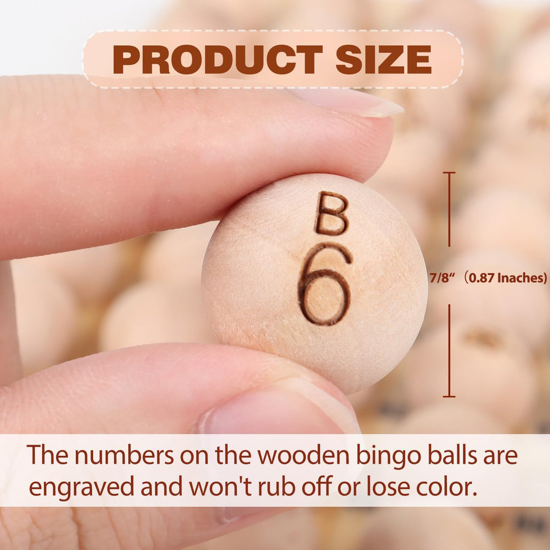 GSE Ersatz-Bingobälle aus massivem Holz, für Partys, Bingo-Nächte, Preisverlosungen, 2,2 cm Bingobäl