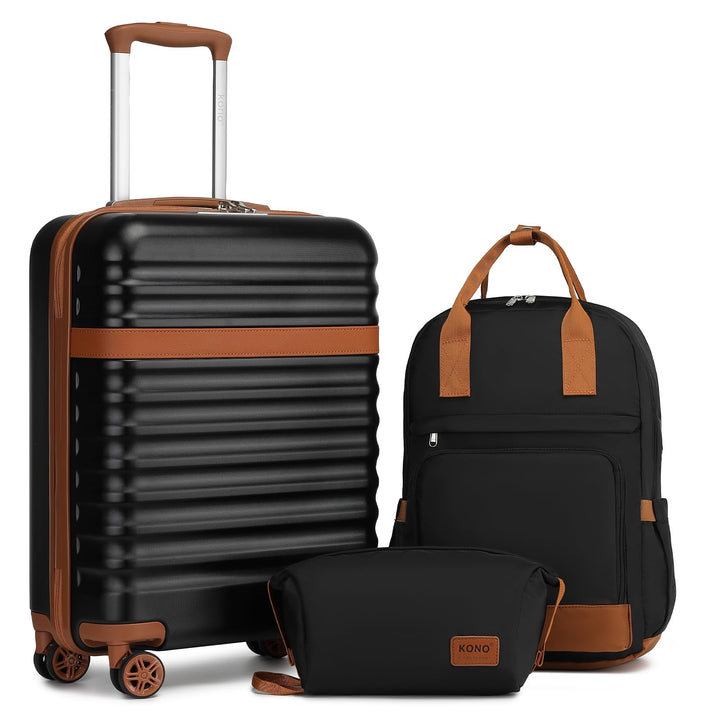 KONO Koffer Trolley Handgepäck Koffer Reisekoffer von ABS+PC Hartschalenkoffer mit 4 Rollen TSA Schl