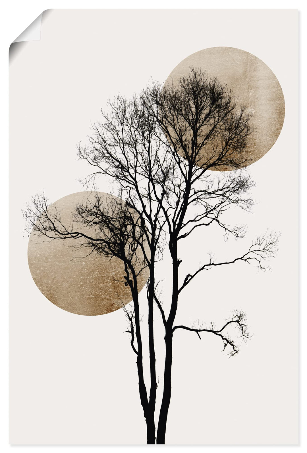 ARTland Poster Kunstdruck Wandposter Bild ohne Rahmen 60x90 cm Hochformat Minimalismus Sonne Mond Ba