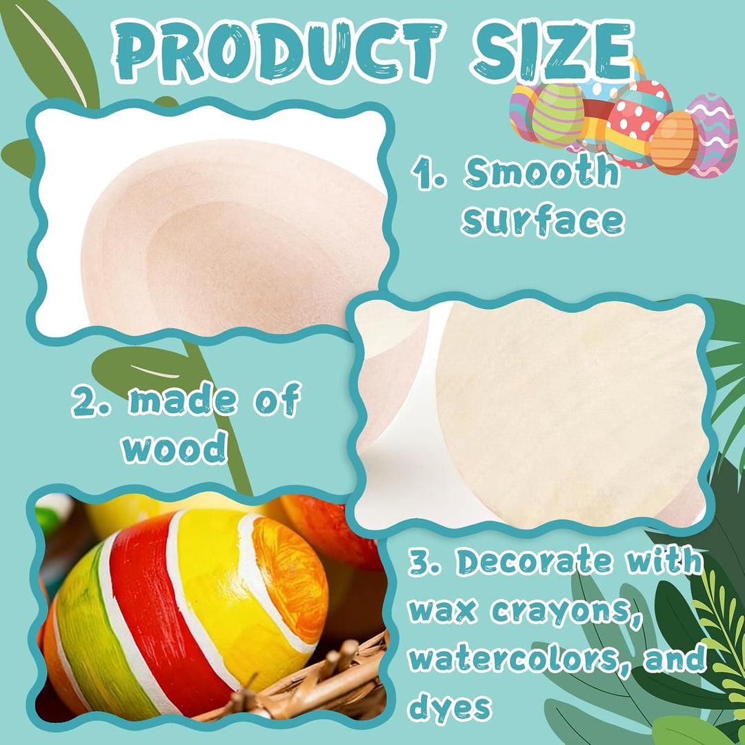 APACALI 30 Stück Holz Eier Zum Basteln, Unbemalte Holz Ostereier Für DIY Dekoration, Ostereier Oster