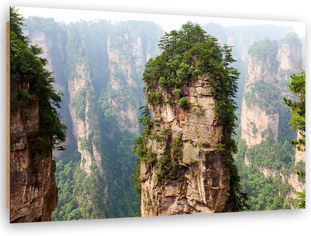 Feeby Dekobild Berge Deko Wand Kunstdruck für Schlafzimmer Grün 70x50 cm