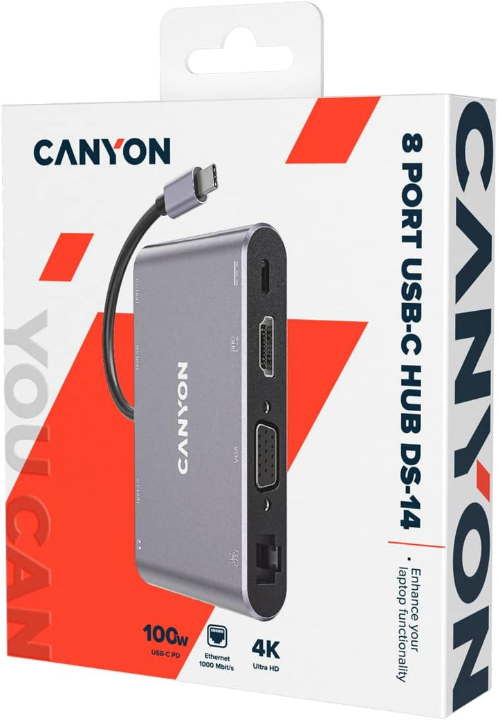 CANYON DS-14 USB 3.2 Gen 1 (3.1 Gen 1) Type-C 5000 Mbit/s Grau